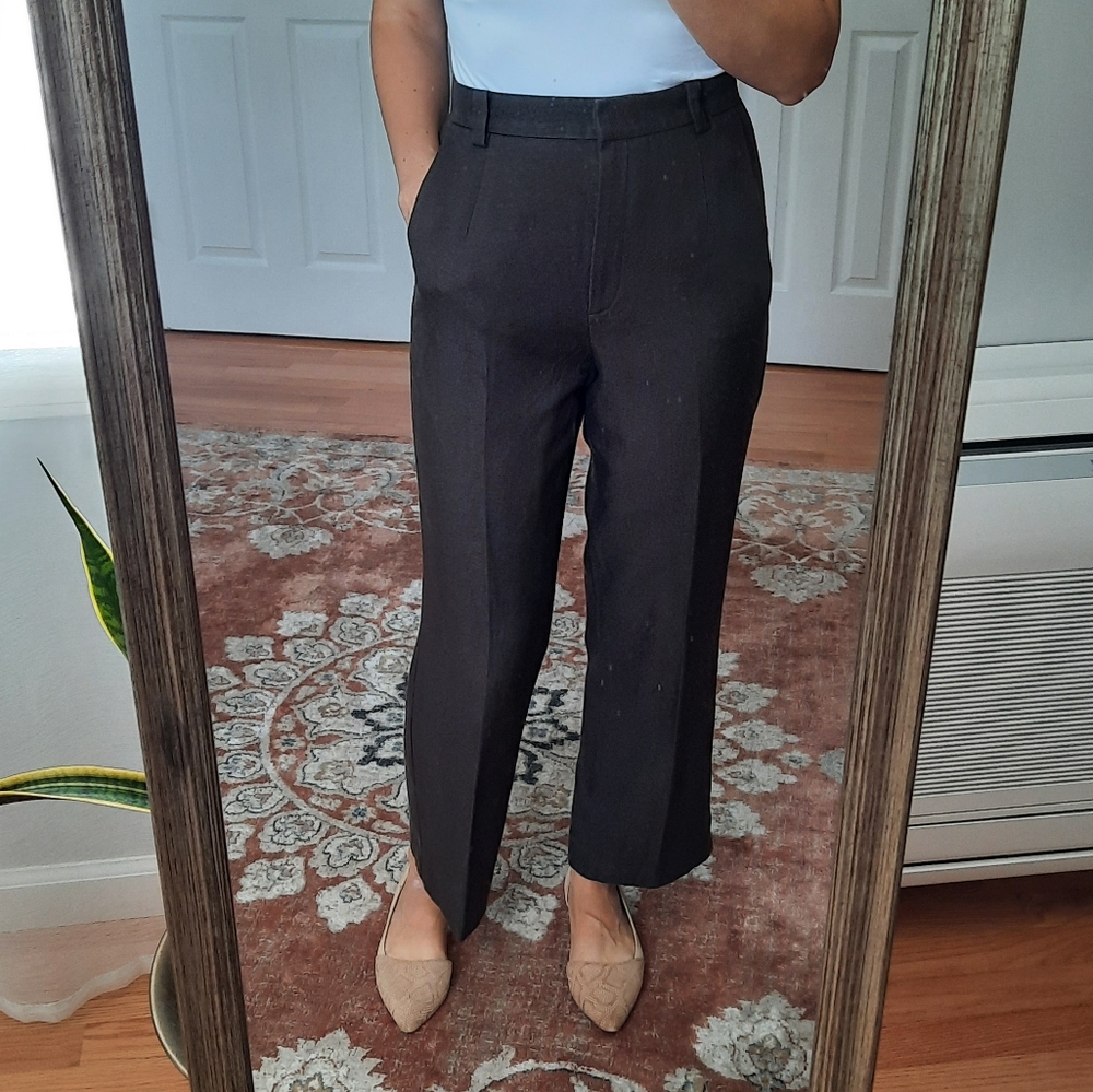 Hi waist relaxed fit brown silk pants